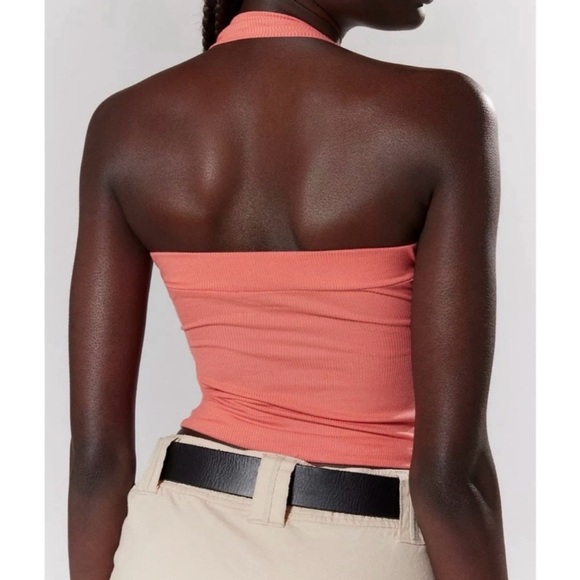 Silence + Noise Rebel Ribbed Coral Halter V-Neck Top Size XS - Picture 10 of 11